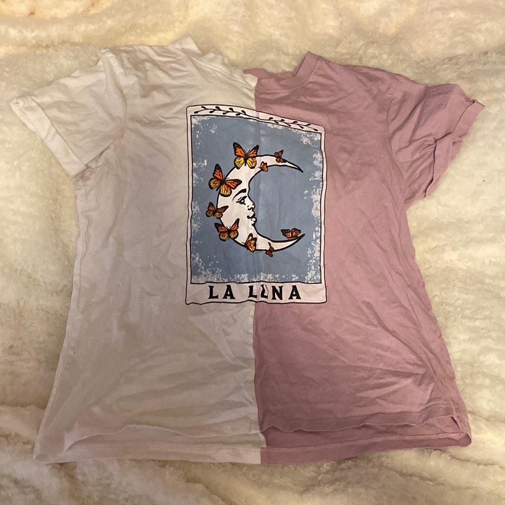 Bi-colored Tee with “La Luna” Tarot Art